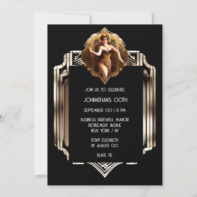 Art deco flapper girl Gatsby chic celebration Invitation (Front)