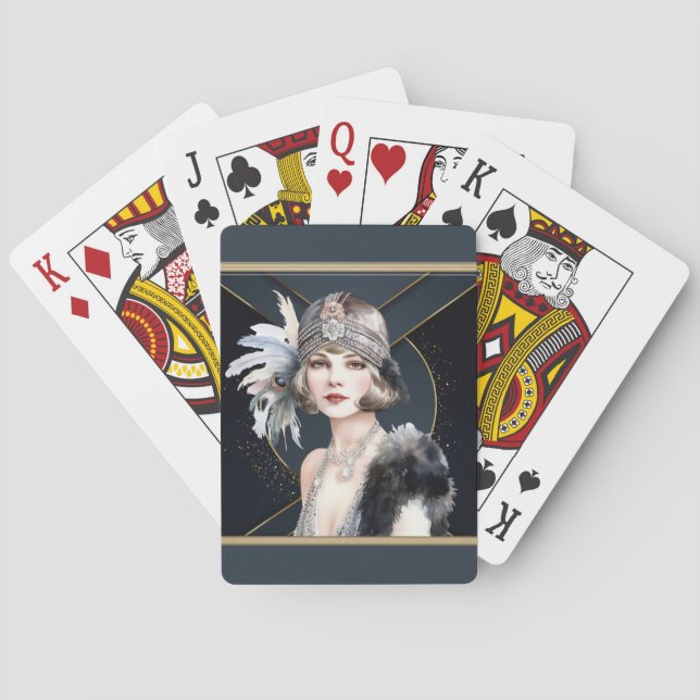 Art Deco Flapper Girl Playing Cards (Back)