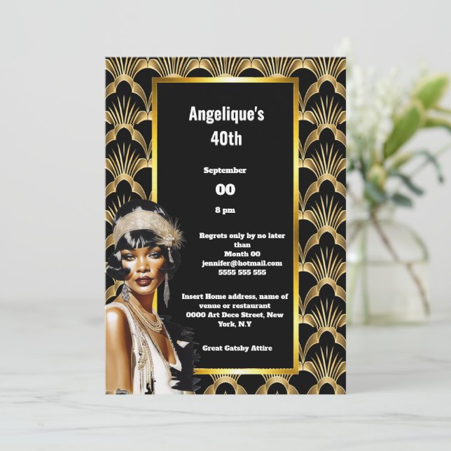 Art deco Flapper girls 1920's twenties melanin Invitation (Standing Front)