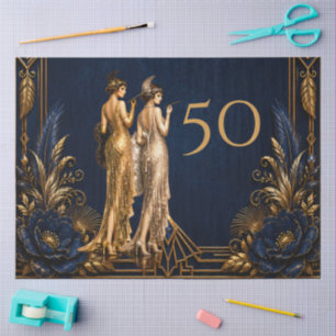  Art Deco flapper girls 50th Gatsby decoupage Tissue Paper