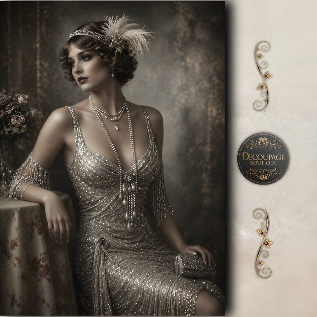 Art Deco Flapper Pearl Glam Decoupage Tissue Paper (Art Deco Flapper Pearl Glam Decoupage Tissue Paper)