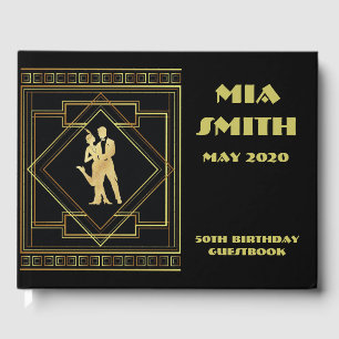 Art Deco flapper roaring twenties 50th birthday Guest Book