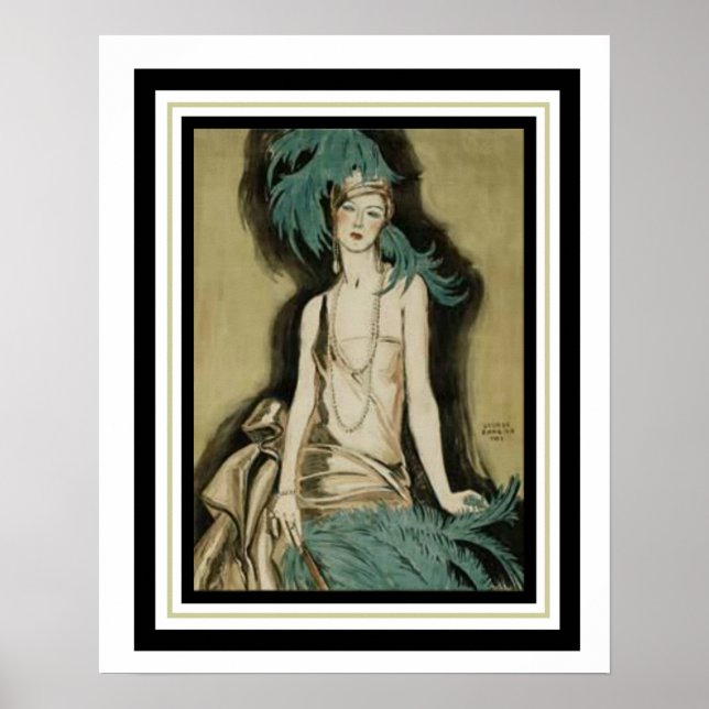 Art Deco "Flapper with Feathers" 16 x 20 Poster (Front)