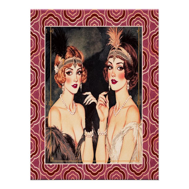 Art Deco Flappers at the Party. Poster (Front)