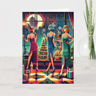 Art Deco Flappers Christmas Card