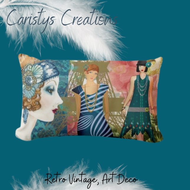 Art Deco Flappers  Lumbar Cushion (Creator Uploaded)