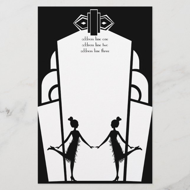 Art -Deco Flappers Stationery (Front)