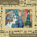 Art Deco Flappers   Tea Towel<br><div class="desc">Art Deco Flappers Kitchen towel.  Who says tea towels have to be boring.</div>