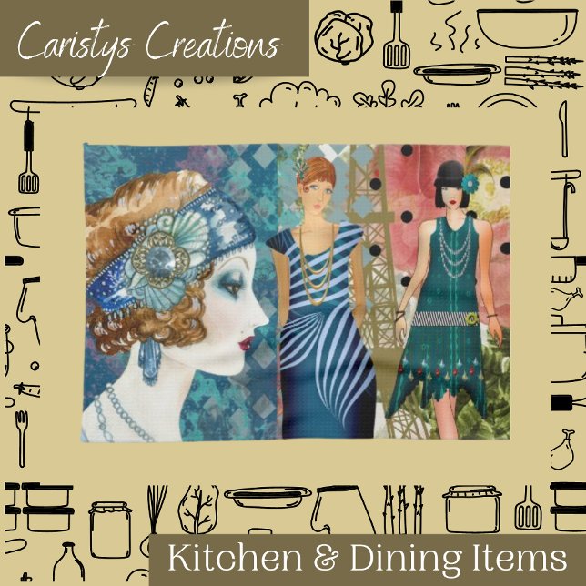 Art Deco Flappers   Tea Towel (Creator Uploaded)