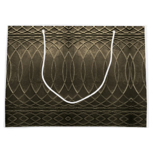 Art Deco Flat Metallic Taupe  Large Gift Bag