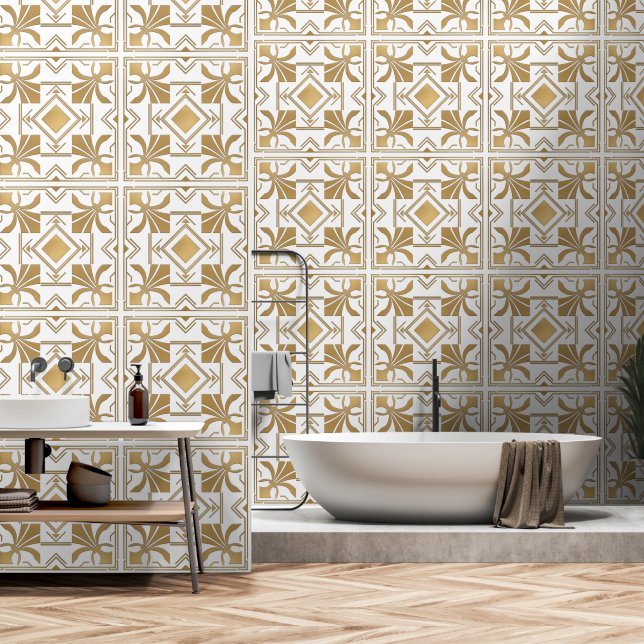 Art Deco Fleur-de-lis  Wallpaper (Bathroom)