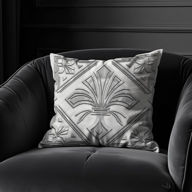 Art Deco Fleur-de-lis white marble Cushion (Creator Uploaded)