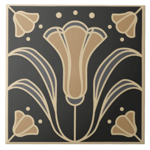 Art Deco Floral. Bluebell flowers 2 Tile