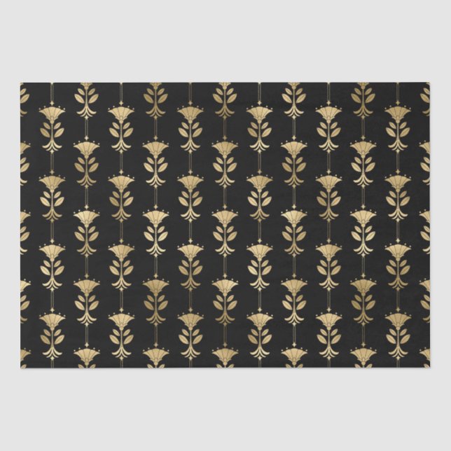 Art Deco Floral Column Pattern Design Tissue Paper (Front)