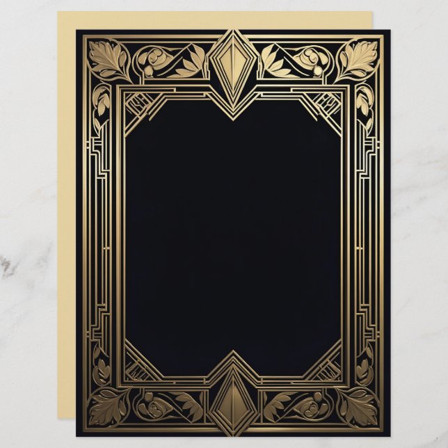 Art Deco Floral Frame Custom Letterhead (Front/Back)