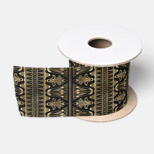 Art Deco Floral Geometric Pattern Design Satin Ribbon