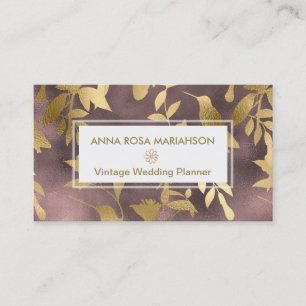*~* Art Deco Floral Gold Bird Pattern Business Card