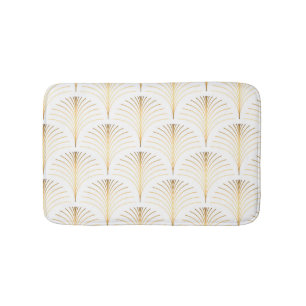 Art Deco Floral: Golden Elegance. Bath Mat