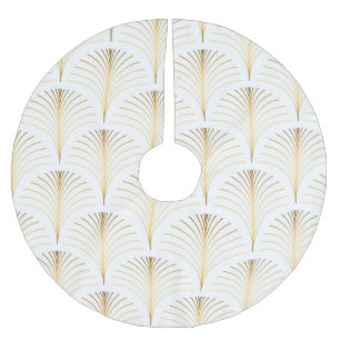 Art Deco Floral: Golden Elegance. Brushed Polyester Tree Skirt