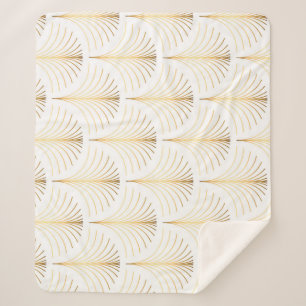 Art Deco Floral: Golden Elegance. Sherpa Blanket