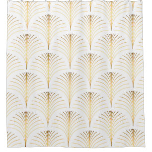 Art Deco Floral: Golden Elegance. Shower Curtain
