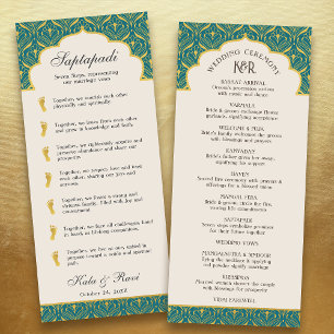 Art Deco Floral Lotus Indian & Hindu Wedding Programme