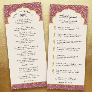 Art Deco Floral Lotus Indian & Hindu Wedding Programme