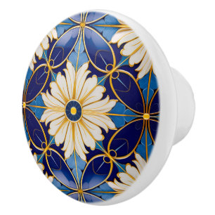 Art Deco Floral Pattern Drawer Cabinet Ceramic Knob