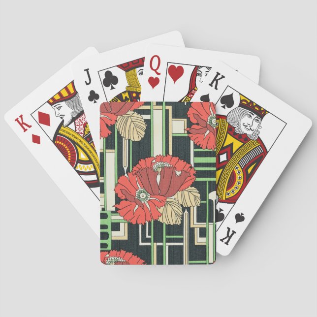Art Deco Floral Playing Cards (Back)