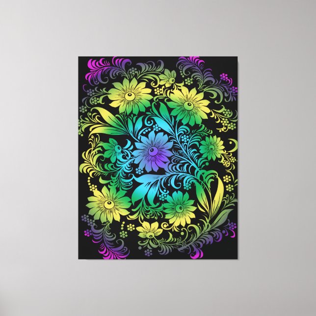 Art Deco  Floral Rainbow Canvas Print (Front)