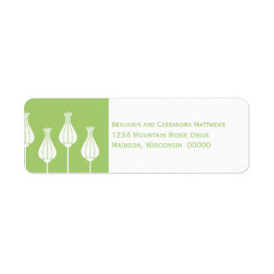 Art Deco Floral Return Address Labels, Green