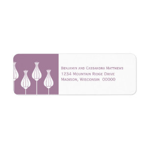 Art Deco Floral Return Address Labels, Lavender