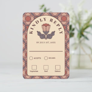 Art Deco Floral RSVP Card with Meal Choice QR