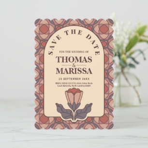 Art Deco Floral Save the Date QR Code Retro