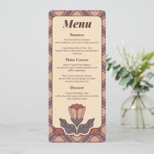 Art Deco Floral Stained Glass Wedding Menu Card