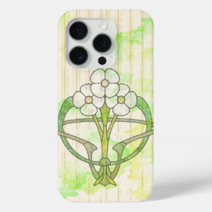 art deco floral watercolor wash effect iPhone 15 pro case