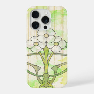 art deco floral watercolor wash effect iPhone 15 pro case