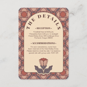 Art Deco Floral Wedding Details Card QR Code