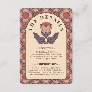 Art Deco Floral Wedding Details Card QR Code