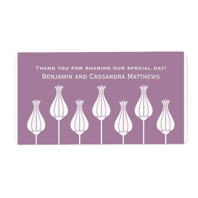 Art Deco Floral Wedding Labels, Lavender (Front)