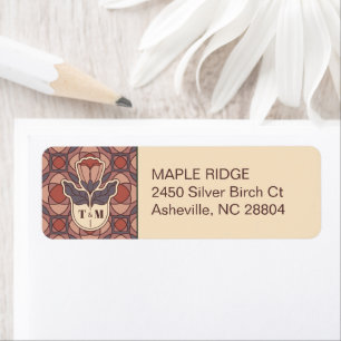 Art Deco Floral Wedding Return Address Label