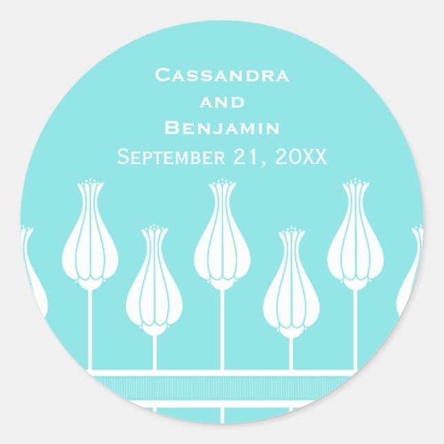 Art Deco Floral Wedding Stickers (Front)