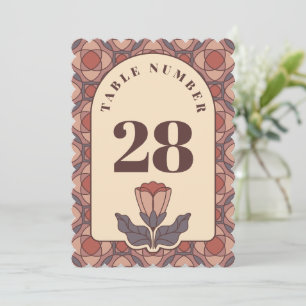 Art Deco Floral Wedding Table Number Card Retro