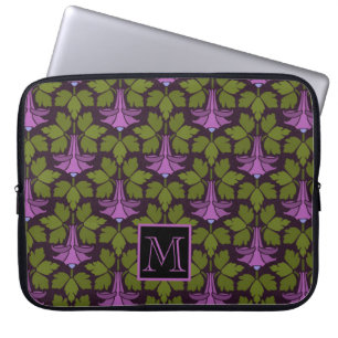 Art Deco Floral with Monogram Laptop Sleeve