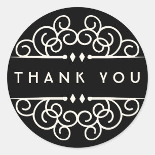 Art Deco Flourish Thank You Classic Round Sticker