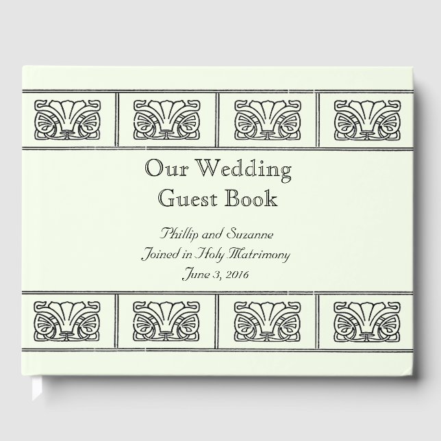 Art Deco Flower Border Wedding with Bible Verses Guest Book (Front)