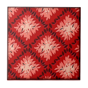 Art Deco Flower Grid - Reds Tile