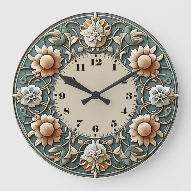 Art Deco Flower Large Clock (Front)