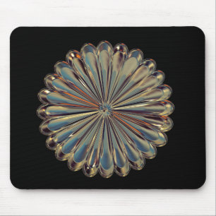 Art deco flower medallion black gold mouse mat