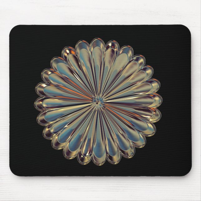 Art deco flower medallion black gold mouse mat (Front)